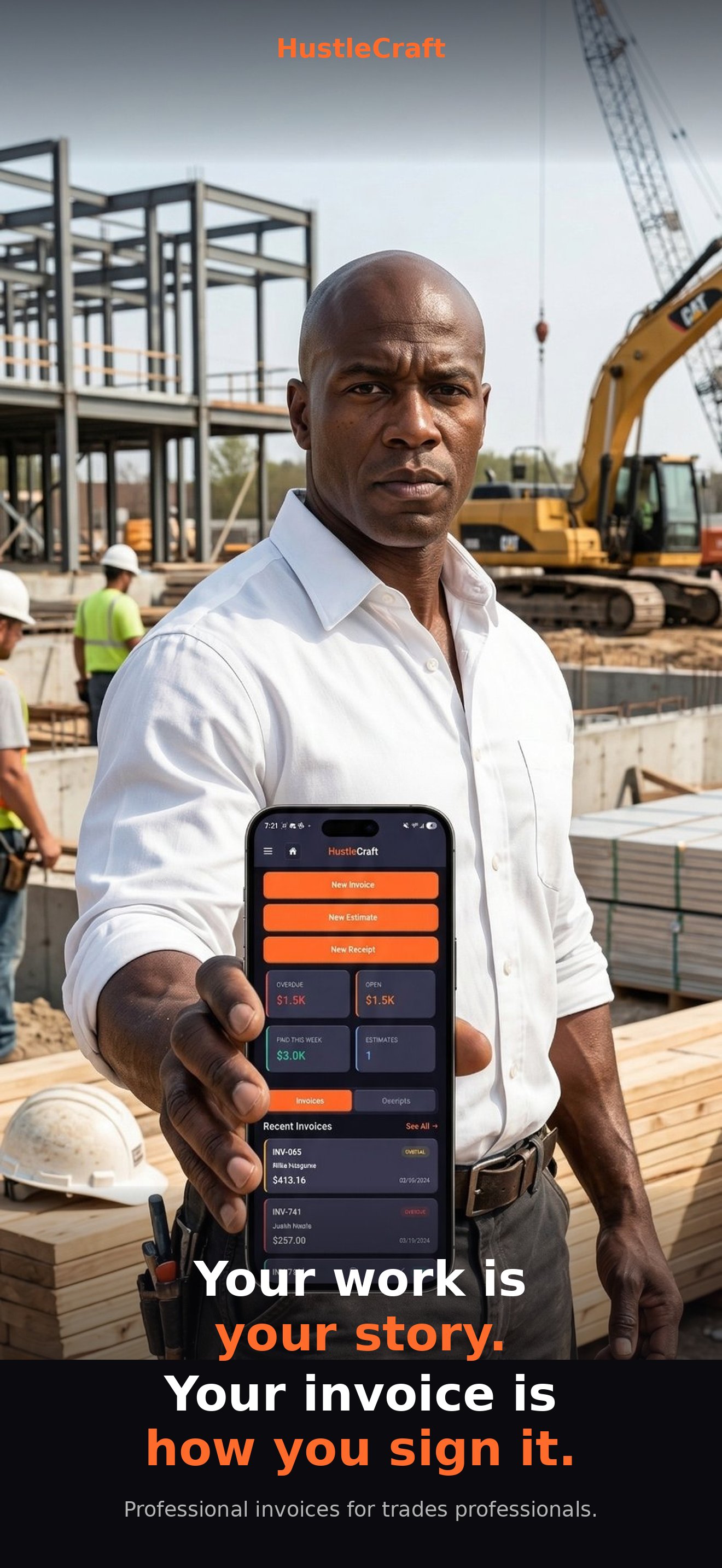 HustleCraft professional invoice in action on a job site